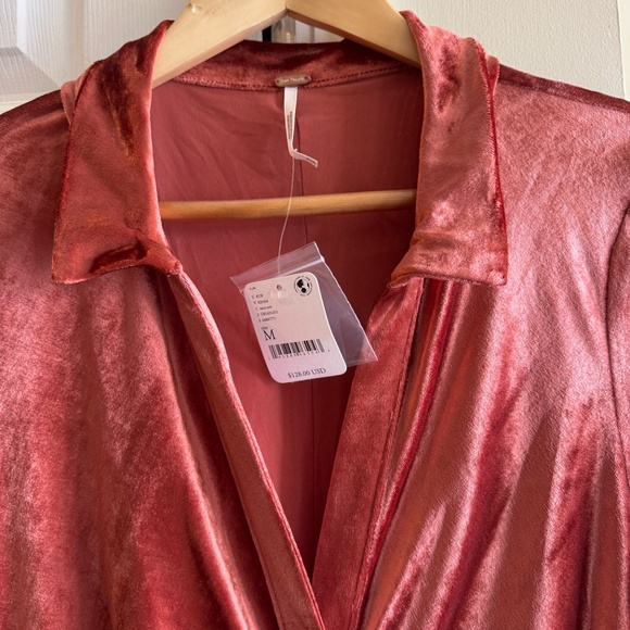 Free People Shayla Velvet Mini Dress — Terracotta (M) — NWT - Picture 6 of 6